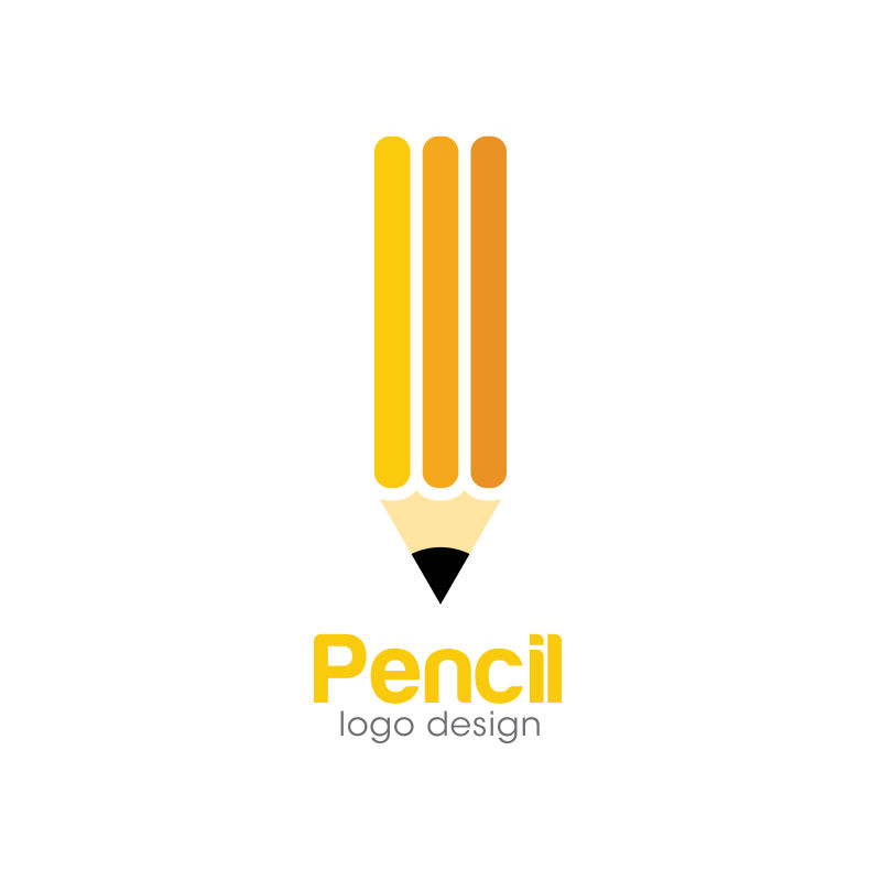 矢量抽象黄色铅笔标志设计