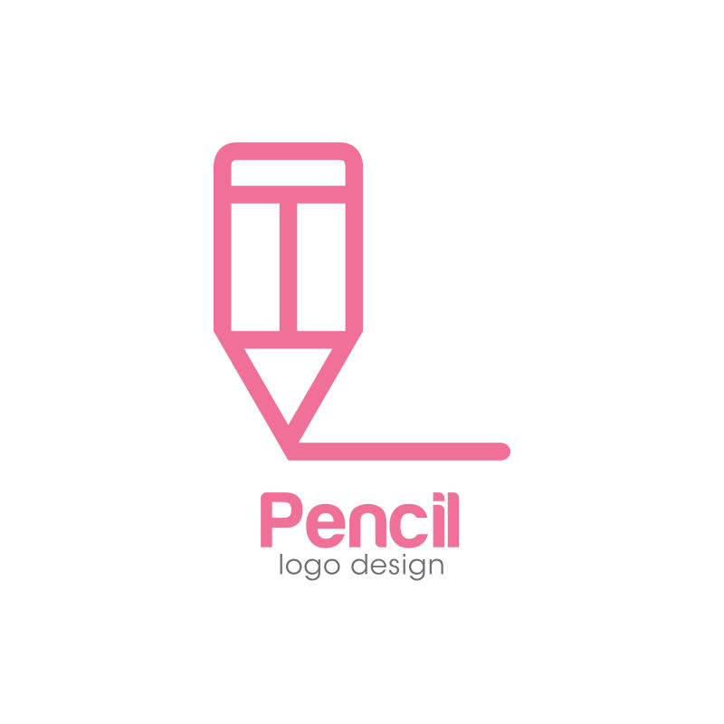 抽象矢量粉色简易铅笔标志