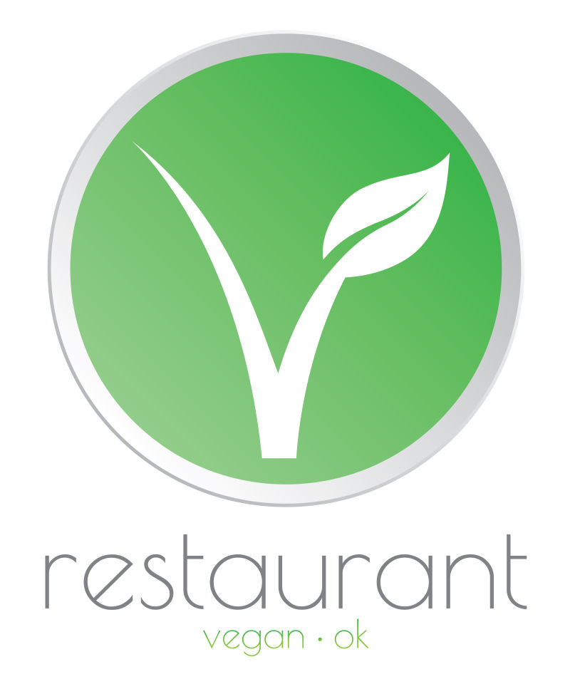绿色的素食餐厅标志矢量设计