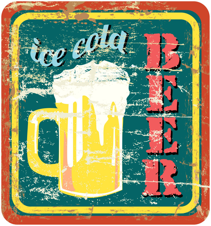 复古方形啤酒logo矢量设计图