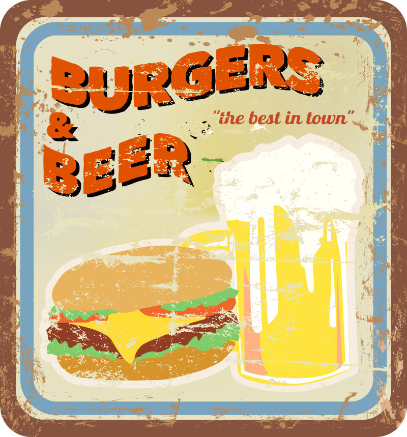 啤酒汉堡logo矢量设计图