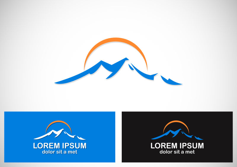 矢量创意山和太阳logo设计