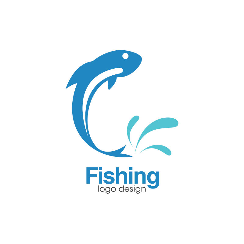 矢量蓝色鱼logo设计