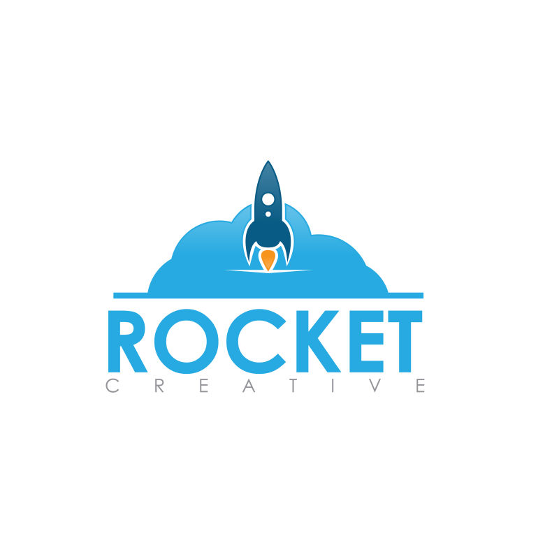 矢量蓝色火箭概念logo设计