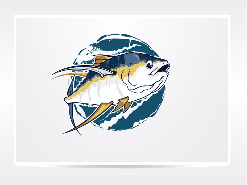 矢量创意黄鳍金枪鱼logo设计