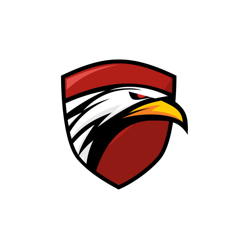 矢量鹰头红盾创意logo设计