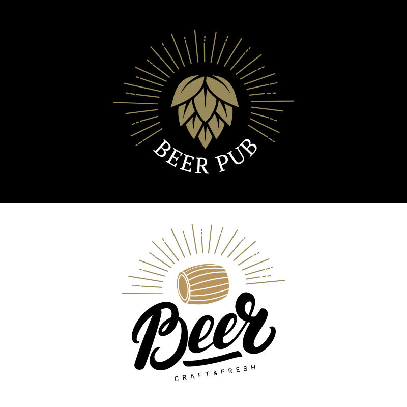 矢量创意黑白啤酒logo设计