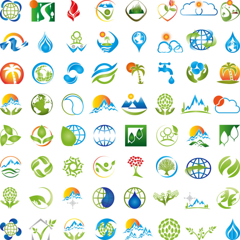 矢量彩色创意环境保护logo设计