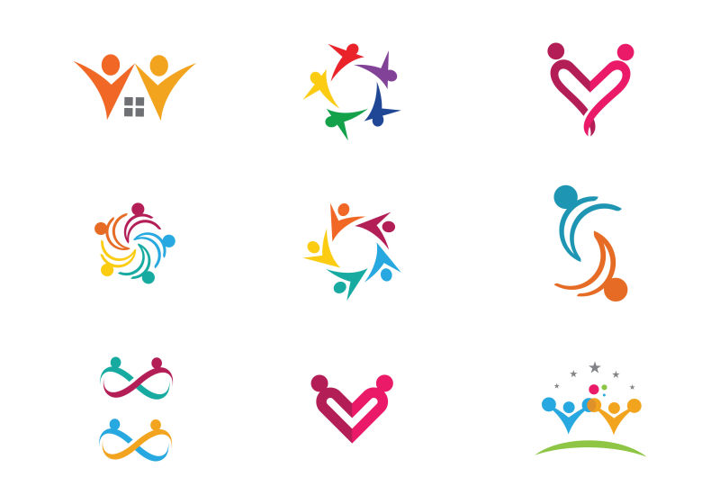 彩色矢量创意儿童互动logo设计