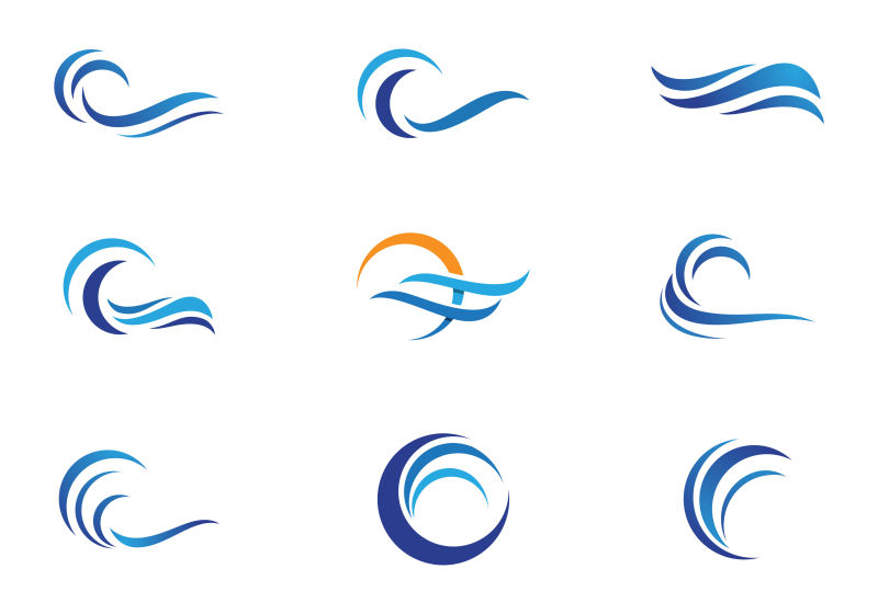 矢量蓝色水波型创意logo设计