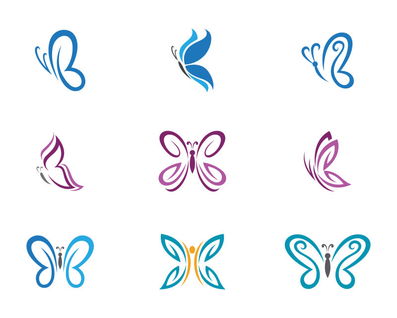 矢量彩色蝴蝶型创意logo设计