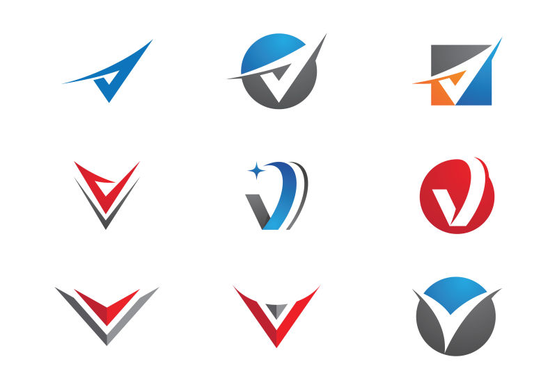 矢量蓝色和红色的公司图标创意logo设计