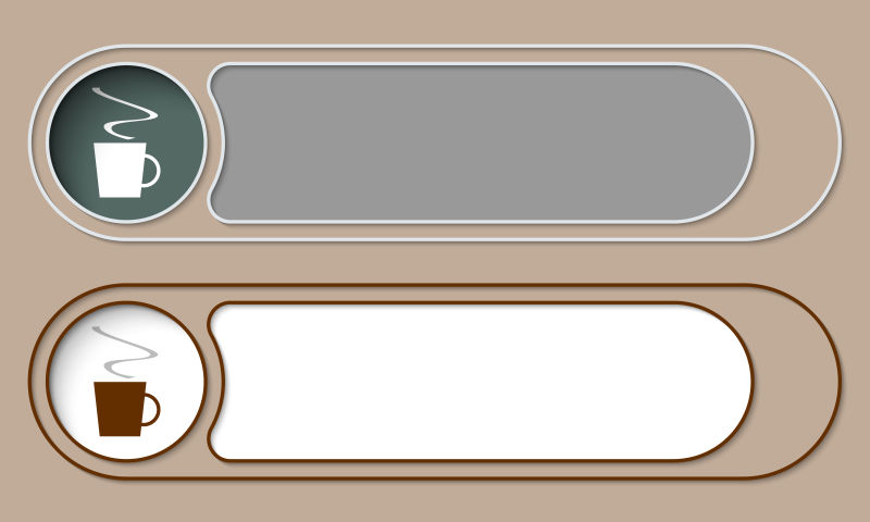 两个简单按钮的咖啡主题边框矢量图