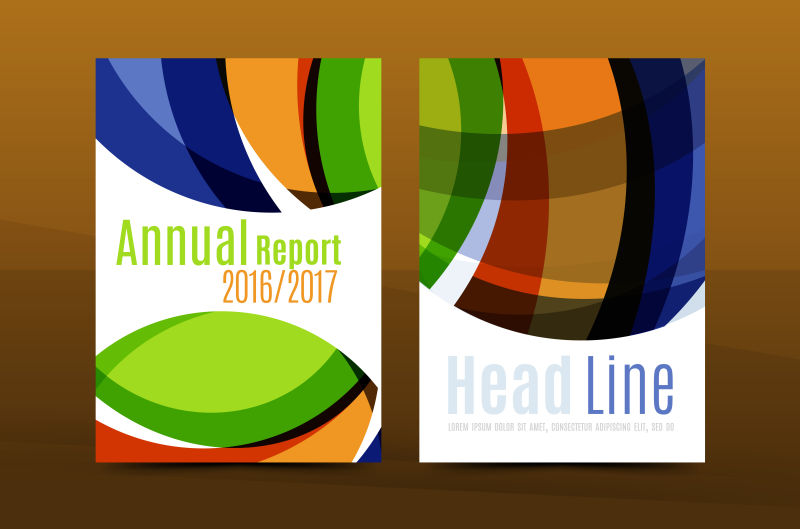 创意矢量抽象彩色年度报告封面设计