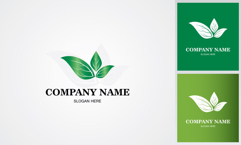 矢量抽象绿色树叶企业logo设计图