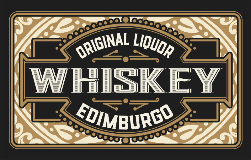 抽象矢量威士忌复古风格的标签设计