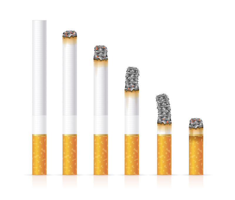 香烟的不同阶段矢量插图