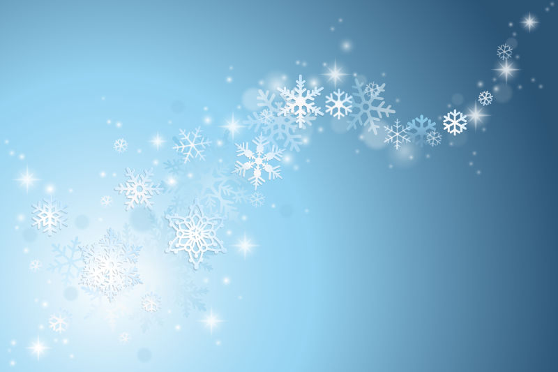 矢量圣诞节的冬季背景与蓝色雪花的旋涡