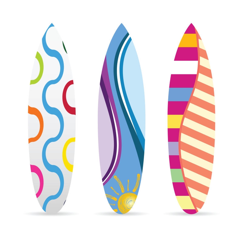 抽象矢量彩色现代冲浪板设计插图