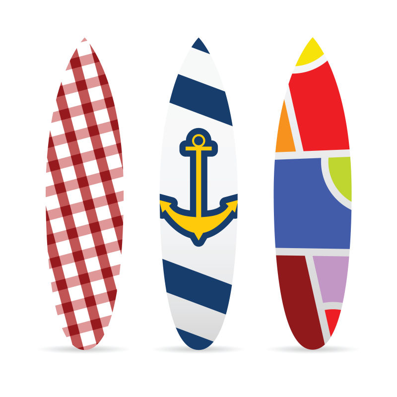 矢量色彩多样的冲浪板设计
