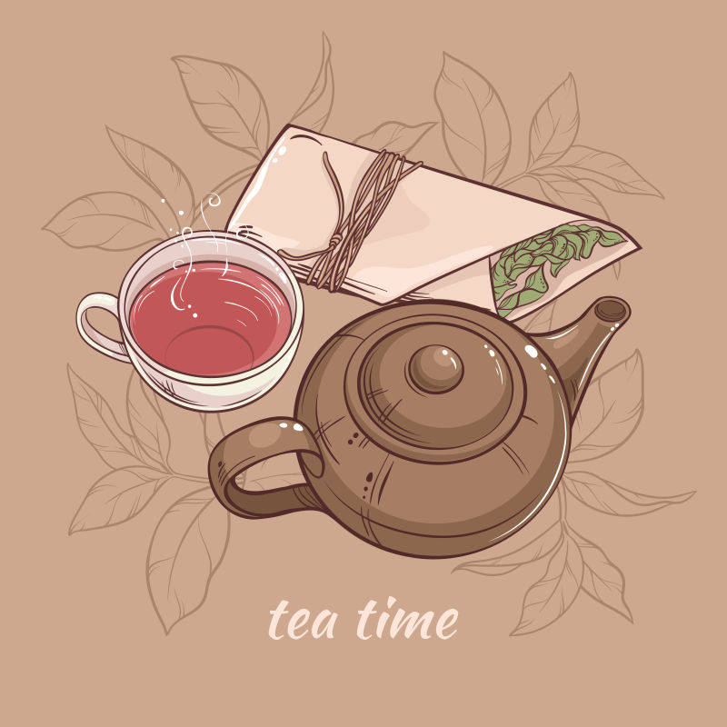 矢量的茶饮时间插图