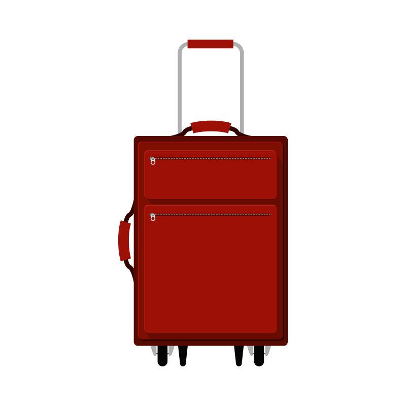 红色可手提的带轮子的行李箱设计矢量