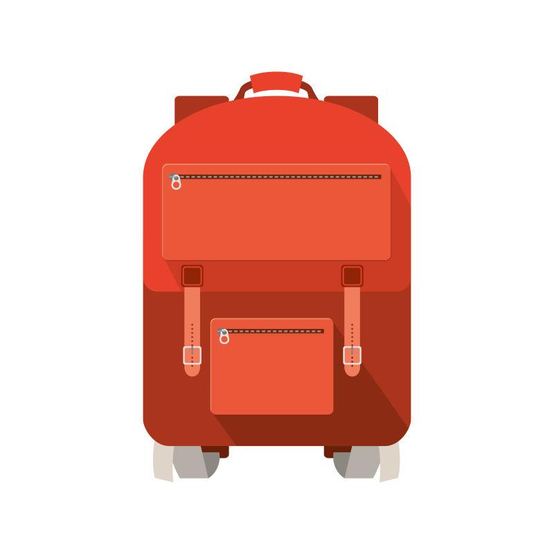 带有轮子的红色行李箱设计矢量