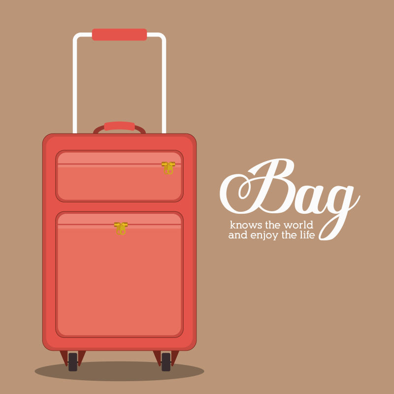 红色几何元素的行李箱设计矢量