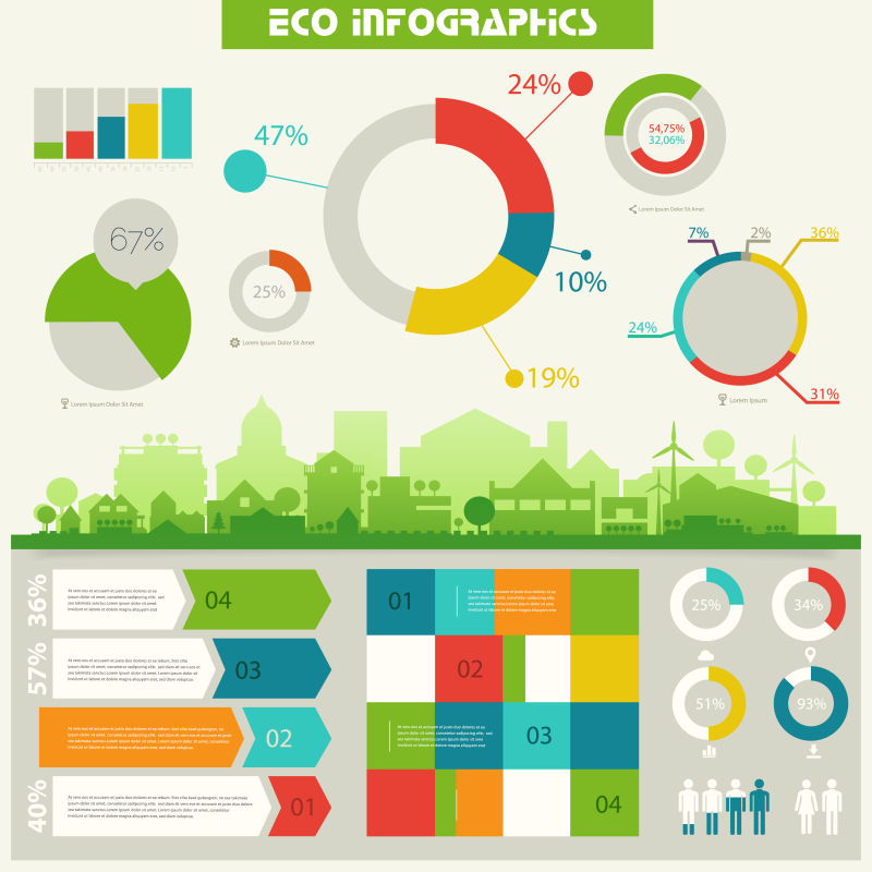 绿色城镇生态信息矢量图