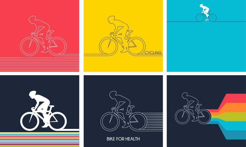 彩色的自行车比赛图标矢量设计
