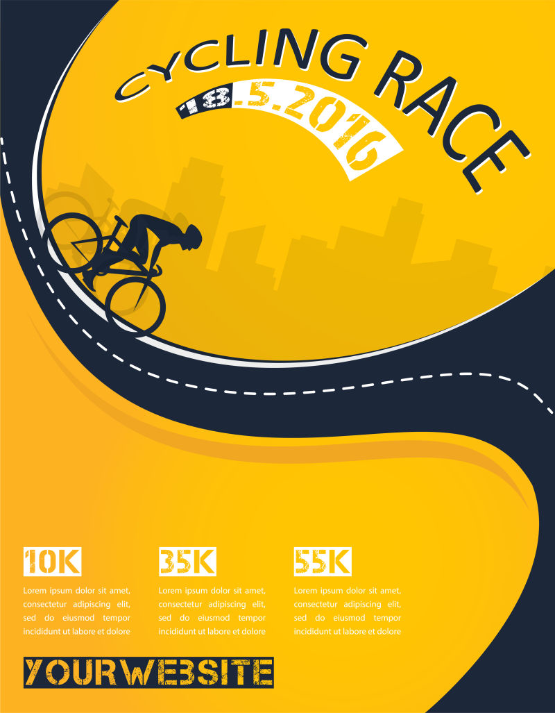 骑自行车抽象图案比赛海报设计矢量矢量