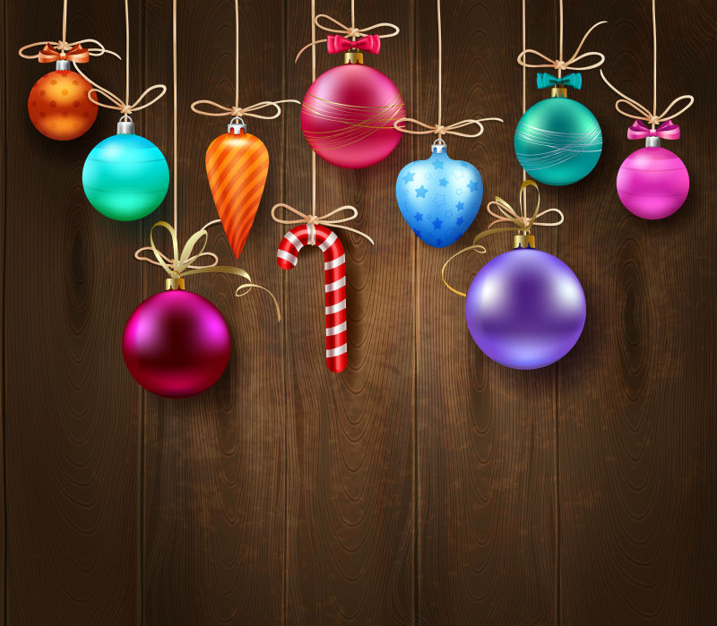 圣诞节彩球挂件装饰矢量图