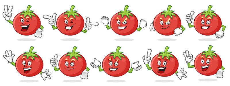 矢量不同表情的番茄