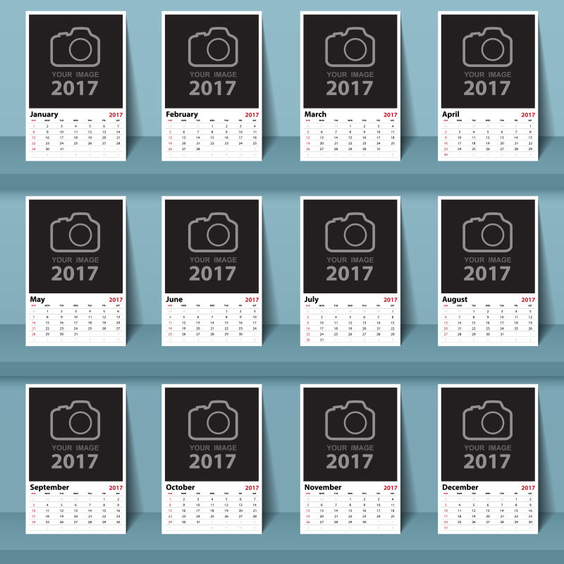 相机日历2017矢量设计