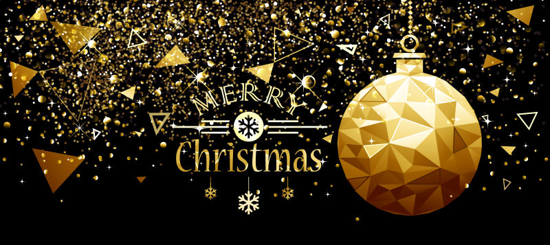 用金球和星星设计的矢量圣诞节和新年背景