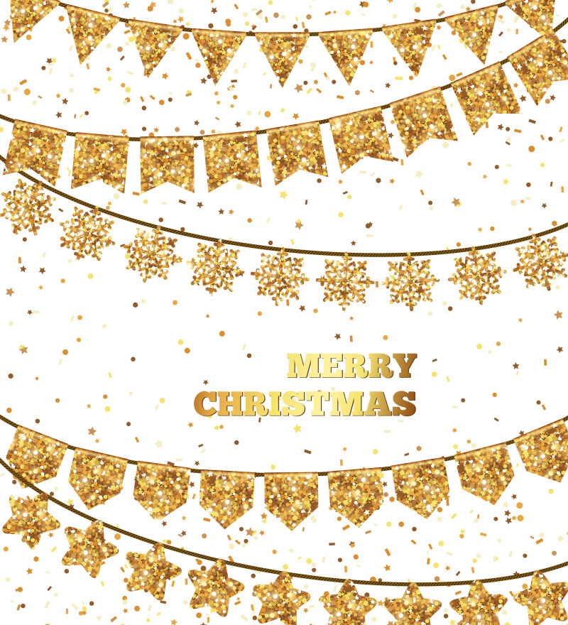 抽象矢量金色飘旗元素的创意圣诞节背景