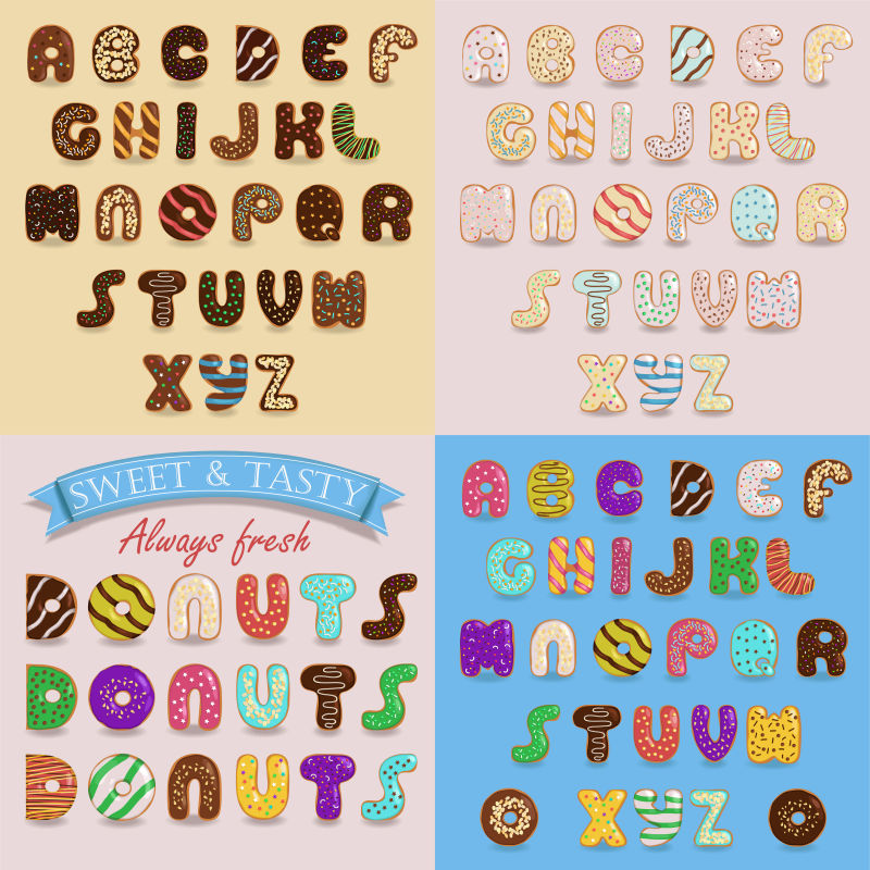 矢量甜甜圈艺术字母