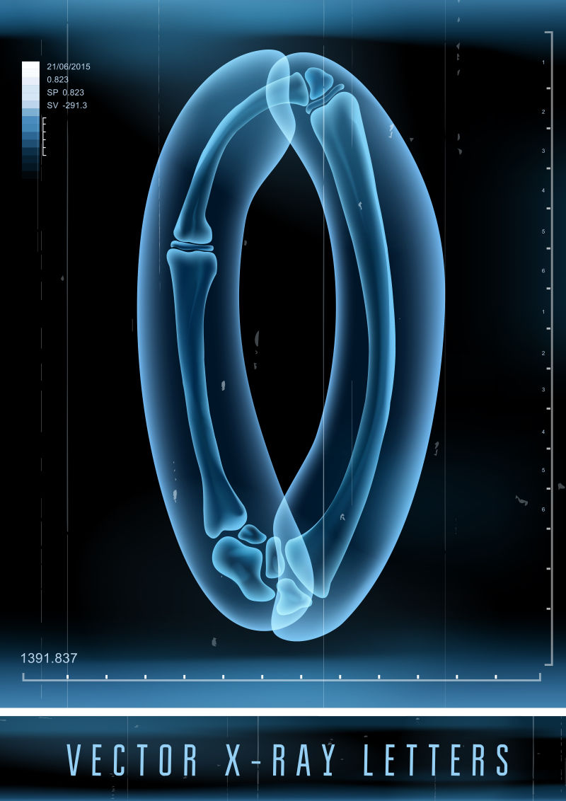 矢量3DX射线透明字母O