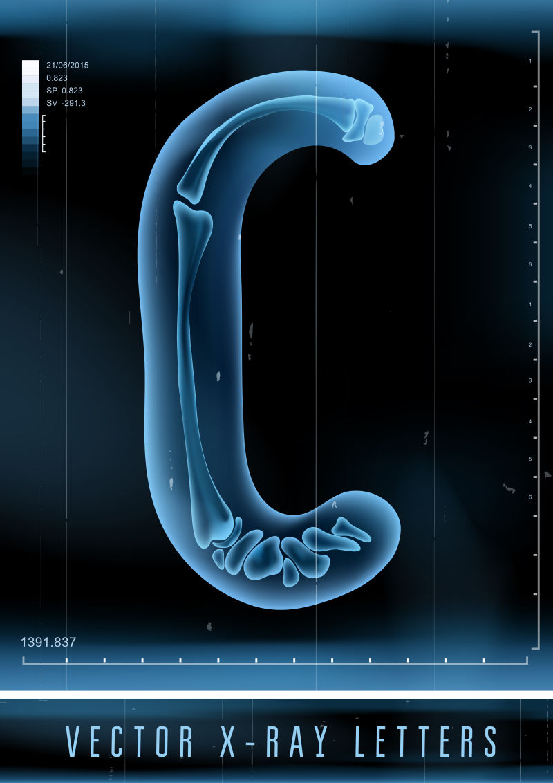 矢量3DX射线透明字母C