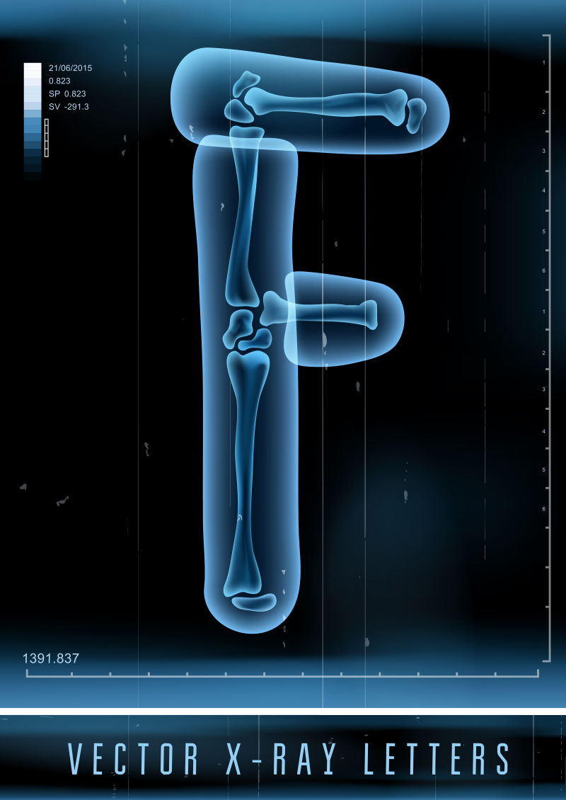 矢量3DX射线透明字母F