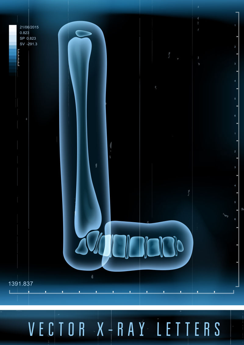 矢量3DX射线透明字母L