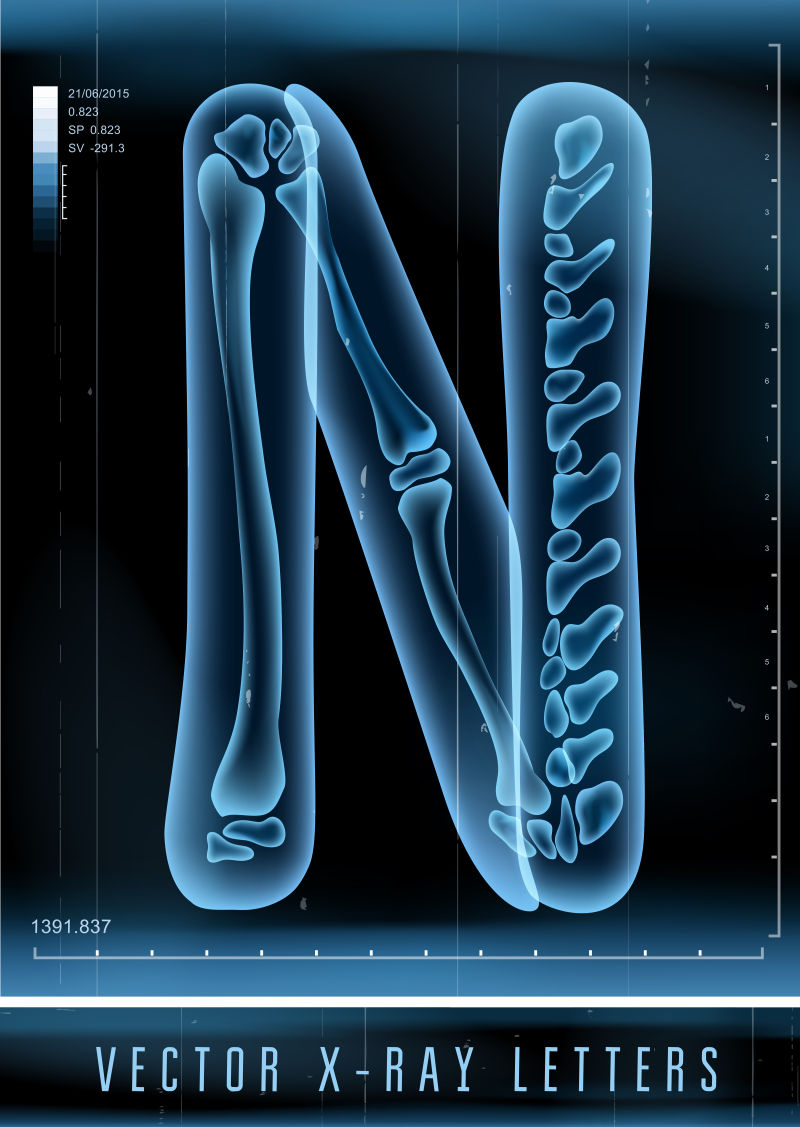 矢量3DX射线透明字母N
