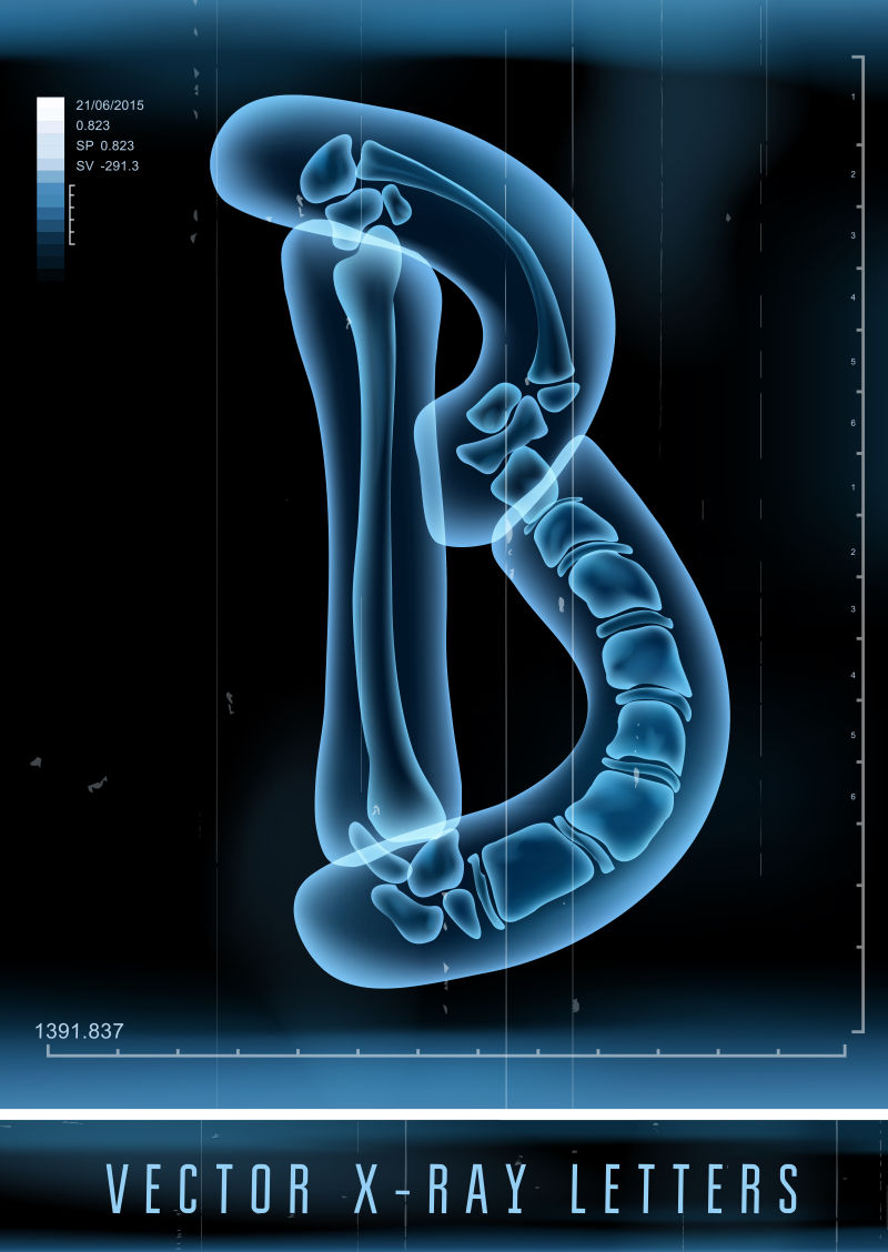 矢量3DX射线透明字母B