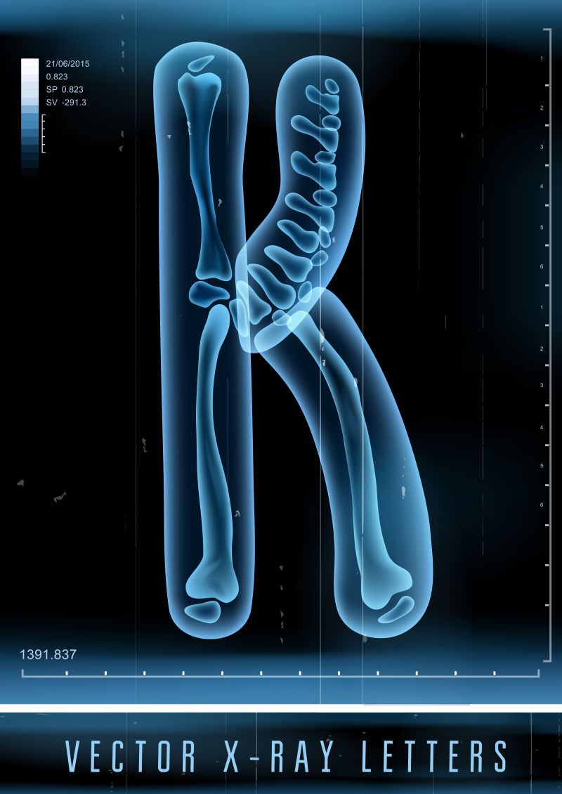 矢量3DX射线透明字母K