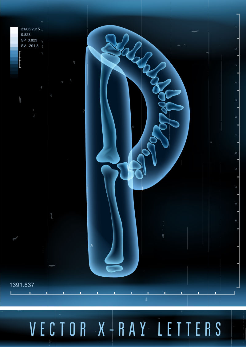 矢量3DX射线透明字母P