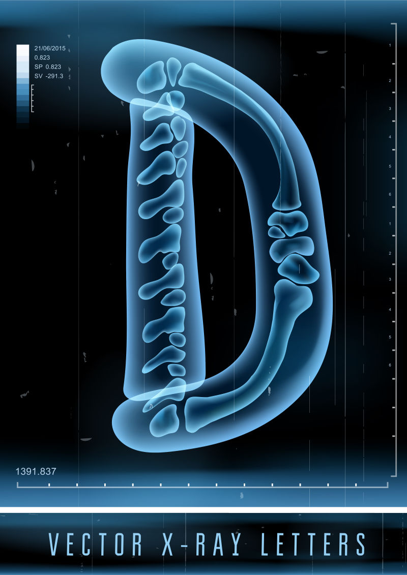 蓝色的字母X射线矢量字母D