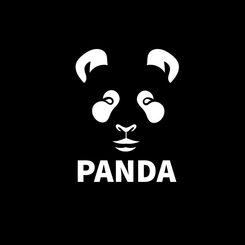 黑色背景熊猫logo设计矢量