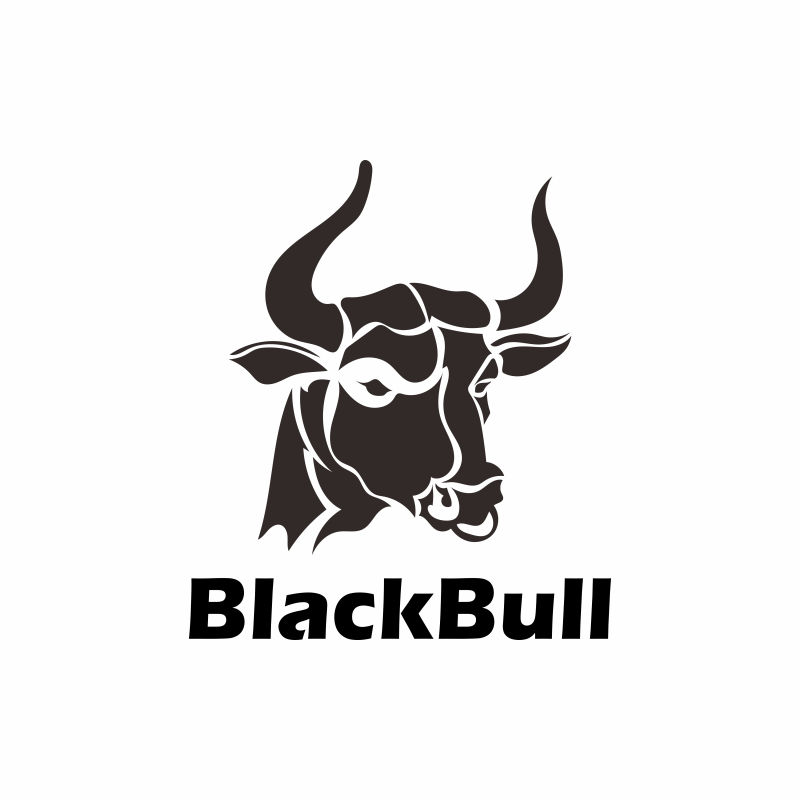 矢量黑色牛头logo设计