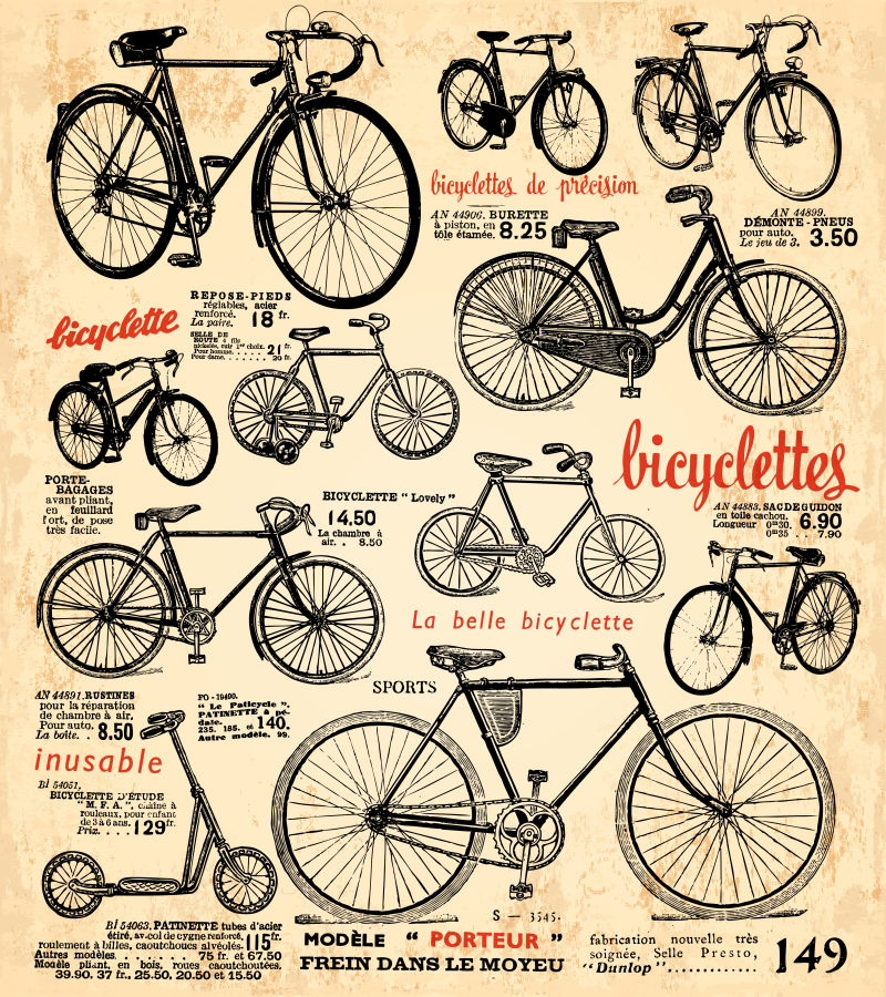抽象矢量复古自行车的插图