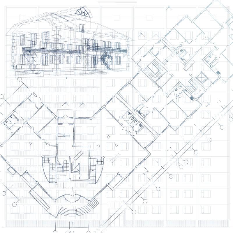 建筑设计师的设计图纸矢量